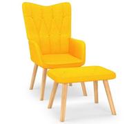 vidaXL Chaise de relaxation avec tabouret Jaune moutarde Tissu