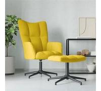 vidaXL Chaise de relaxation avec tabouret Jaune moutarde Velours