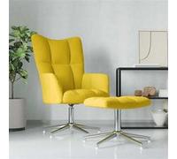 vidaXL Chaise de relaxation avec tabouret Jaune moutarde Velours