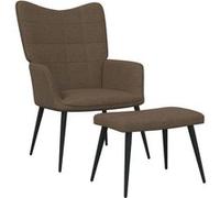 vidaXL Chaise de relaxation avec tabouret Marron Tissu Brun G