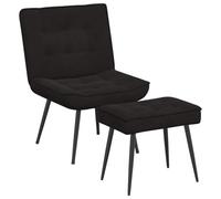 vidaXL Chaise de Relaxation avec Tabouret Noir Velours, Chaise, Chaise de Salle à Manger, Chaise de Bureau, Chaise de Relaxation, Chaise de Salon