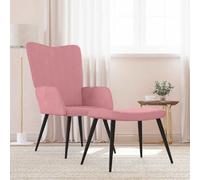 vidaXL Chaise de relaxation avec tabouret - Rose