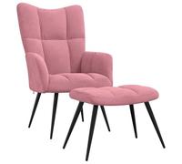 vidaXL Chaise de Relaxation avec Tabouret Rose Velours