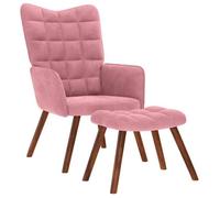 vidaXL Chaise de relaxation avec tabouret Velours rose