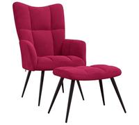 vidaXL Chaise de relaxation avec repose-pied Fauteuil de détente Velours Rouge bordeaux