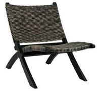 vidaXL Chaise de relaxation Rotin Kubu Noir Bois d'acajou