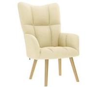 vidaXL Chaise de relaxation Crème Tissu, chaise, fauteuil relax, fauteuil relax en tissu, chaise de salon, chaise en tissu, 4016774 Beige G