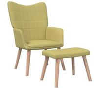 vidaXL Chaise de Relaxation et Tabouret Fauteuil avec Repose-pied Chaise de Salon Salle de Séjour Maison Intérieur 61,5x69x95,5 cm Vert Tissu Vert G