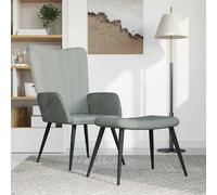 vidaXL Chaise de Relaxation avec Repose-Pied Siège de Relaxation Chaise de Détente Fauteuil de Salon Salle de Séjour Salon Gris Clair Velours