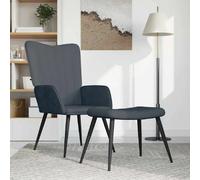 Relaxstoel met voetenbank velours gris foncé