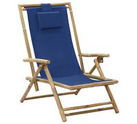 vidaXL Chaise relax réglable 313025 Bleu marine bambou et tissu