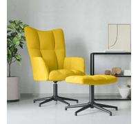 vidaXL Chaise de relaxation avec tabouret Jaune moutarde Velours