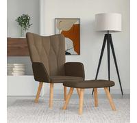 Relaxstoel met voetenbank tissu marron