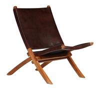 vidaXL Chaise de relaxation pliable Marron Cuir véritable