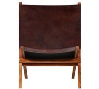 vidaXL Chaise de relaxation pliable Marron Cuir véritable