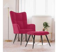vidaXL Chaise de Relaxation avec Repose-Pied Fauteuil de Détente Siège de Relaxation Chaise de Détente Salon Salle de Séjour Rouge Bordeaux Velours