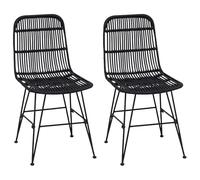 vidaXL Chaise de Salle à Manger 2 pcs Noir 41 x 55 x 85 cm, Chaise de Salle à Manger, mobilier Tendance, siège Respirant, Design Minimaliste, métal, déco Chic