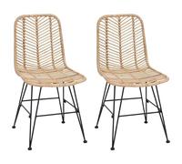 vidaXL Chaise de Salle à Manger 2 pcs Rotin et métal Naturel, Chaise de Salle à Manger Moderne, Confort Ergonomique, Style Osier, Fer intérieur, déco Cool