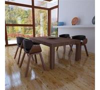 vidaXL Chaise de salle à manger 4 pcs Cadre en bois Cuir synthétique Noir G