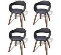 vidaXL Chaise de salle à manger 4 pcs Cadre en bois Cuir synthétique Noir G