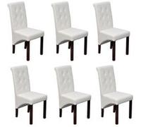 vidaXL 6x Chaises de Salle à Manger Cuir Artificiel Blanc Siège Meuble Cuisine 160317