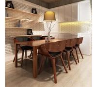 vidaXL Chaise de salle à manger 6 pcs Bois Cuir synthétique Marron Brun G