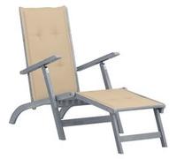 vidaXL Chaise de terrasse avec repose-pied et coussin Acacia solide