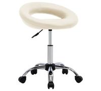 vidaXL Chaise de travail roulante Crème Similicuir