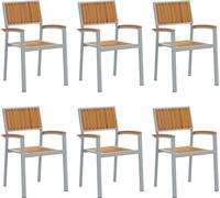 vidaXL Chaise empilable 6 pcs Marron 56 x 57 x 87 cm Bois massif Acacia