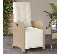 vidaXL Fauteuil de jardin avec repose-pieds Réglable Beige Poly Rattan