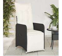 vidaXL Fauteuil de jardin Réglable avec coussins Noir Poly Rattan