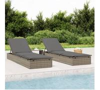 vidaXL Chaise longue 1 pc avec coussin gris 201x55x62cm résine tressée 319631
