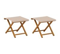 vidaXL Chaise Longue 2 pcs Bois d'eucalyptus Massif Beige, Fauteuil de Jardin, Assise Portable pour Patio, terrasse et Balcon, détente Confortable pour espaces extérieurs