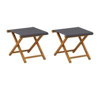 vidaXL Chaise Longue 2 pcs Bois d'eucalyptus Massif Gris, Fauteuil de Jardin, Assise Portable pour Patio, terrasse et Balcon, détente Confortable pour espaces extérieurs