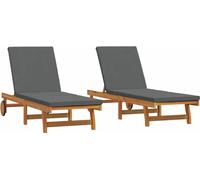 vidaXL Chaise longue 2 pièces Marron 65 x 199 x 84 cm Bois massif d'acacia