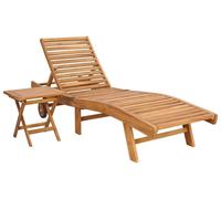 vidaXL Chaise longue 2 pièces Marron Bois massif de teck