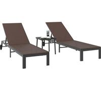 vidaXL Chaise longue 2 places, 3 pièces, marron, polyrotin