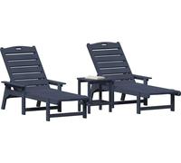 vidaXL Chaise longue 3 pièces Bleu marine Polyéthylène
