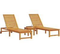 vidaXL Chaise longue 3 pièces Marron Bois massif d'acacia