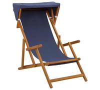 vidaXL Chaise Longue 3 Position Bois d'eucalyptus Massif Bleu, Chaise Longue Pliable, mobilier de Jardin résistant, sièges extérieurs en Eucalyptus, détente Garantie