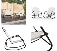 vidaXL Chaise longue à bascule 2 pcs. Creme Acier et Textilene - Chaise longue - Bains de soleil - Chaise longue à bascule - Lounge Chaise