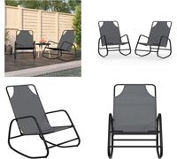 vidaXL Chaise longue à bascule 2 pcs. Gris Acier et Textilène - Chaise longue - Bains de soleil - Chaise longue à bascule - Lounge Chaise