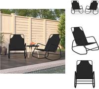 vidaXL Chaise longue à bascule 2 pcs. noir acier et textilène - Bains de soleil