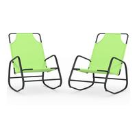 vidaXL Chaises longues à bascule – Acier et textilène, vert – Lot de 2