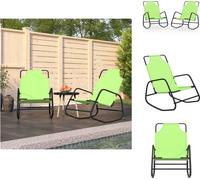 vidaXL Chaise longue à bascule 2 pcs. Vert Acier et Textilène - Bains de soleil