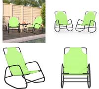 vidaXL Chaise longue à bascule 2 pcs. Vert Acier et Textilène - Chaise longue - Bains de soleil - Chaise longue à bascule - Lounge Chaise
