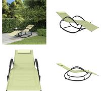 vidaXL Chaise longue à bascule Crème Acier et Textilène - Chaise longue - Bains de soleil - Chaise longue à bascule - Fauteuil Lounge