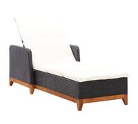 VidaXL Chaise Longue Acacia - Noir