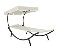 vidaXL Bain de soleil de jardin avec toit solaire & coussin blanc crème