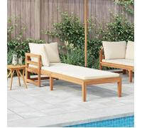 vidaXL Bain de soleil en bois massif d'acacia avec 1 accoudoir blanc crème